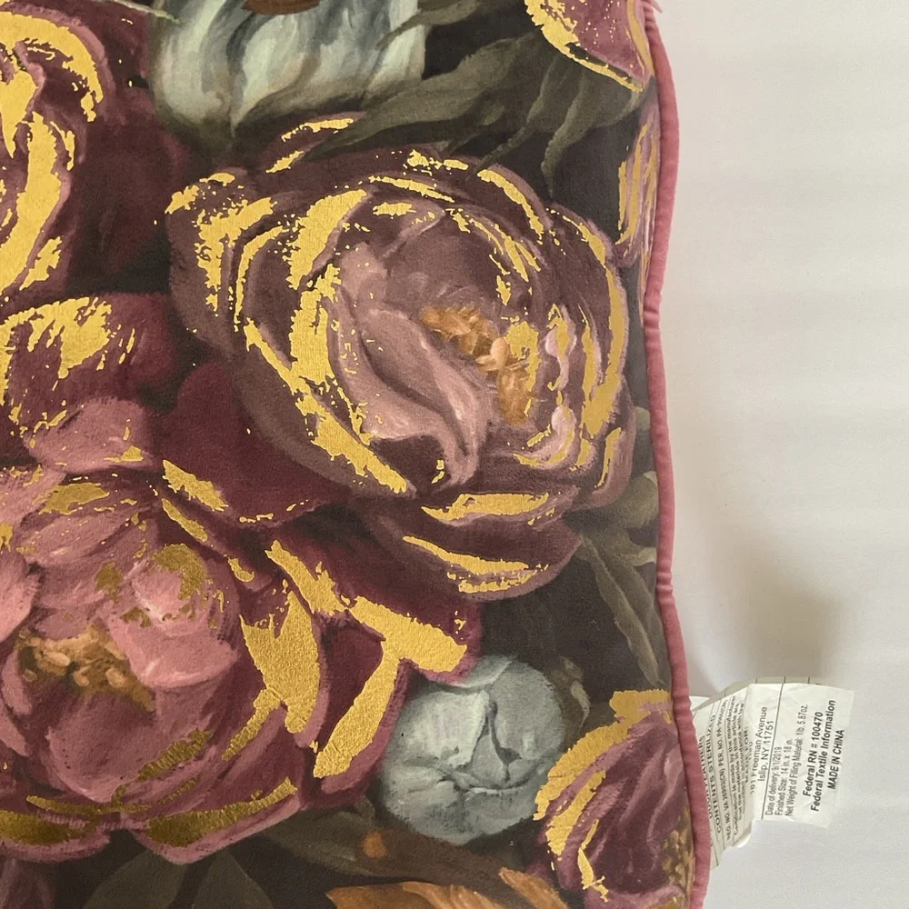 THRO Velveteen Peony Throw Pillow NWOT